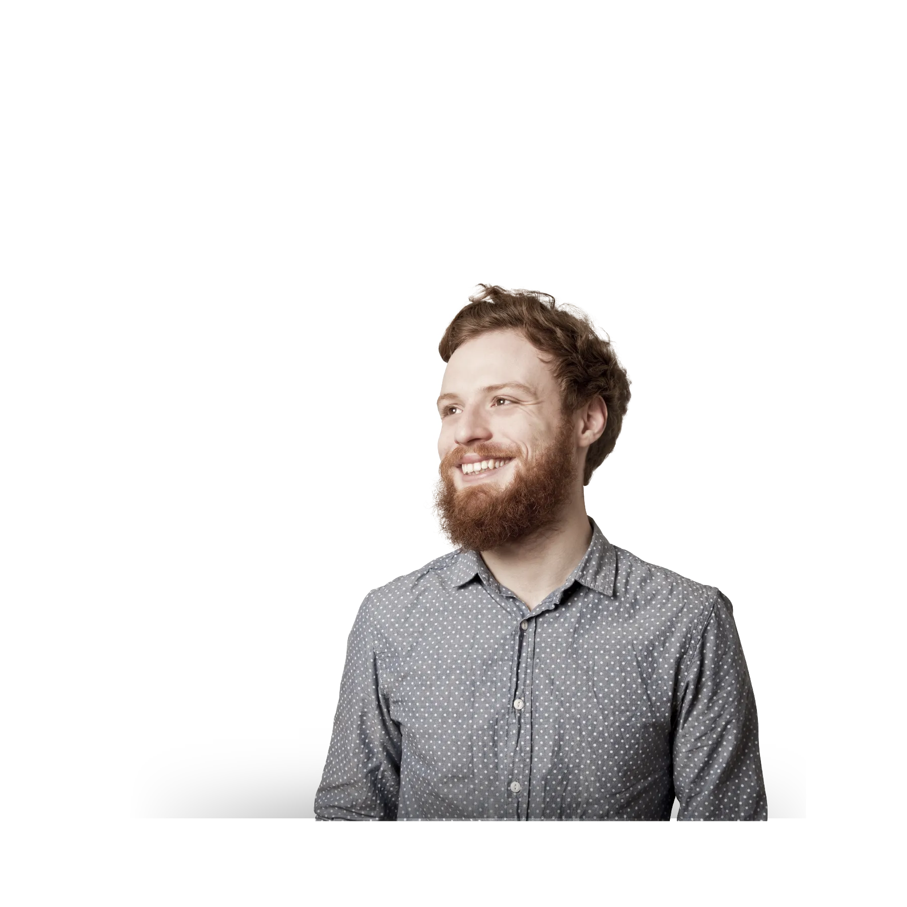 guy with ginger beard and data points in background