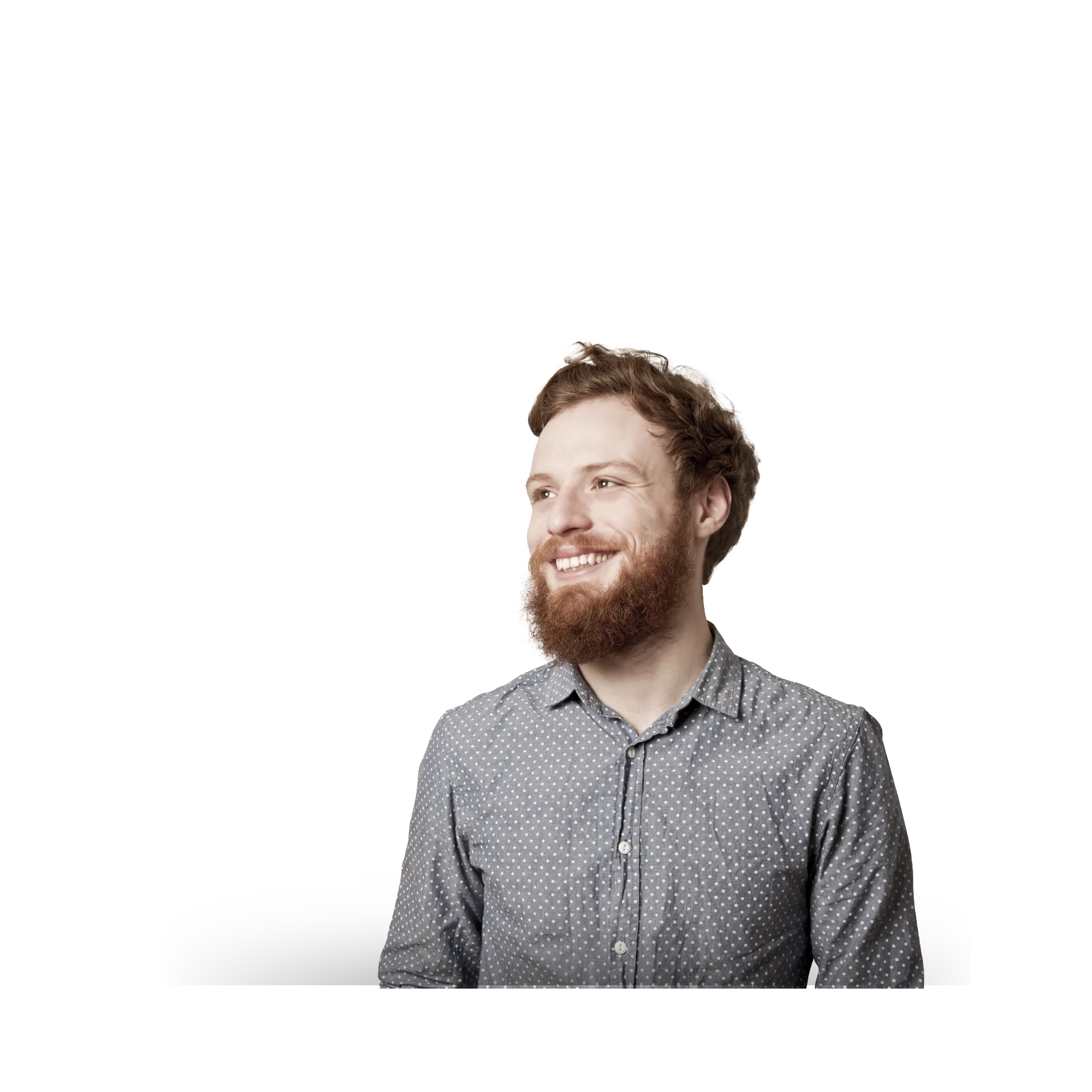 guy with red hair and a pie chart behind him
