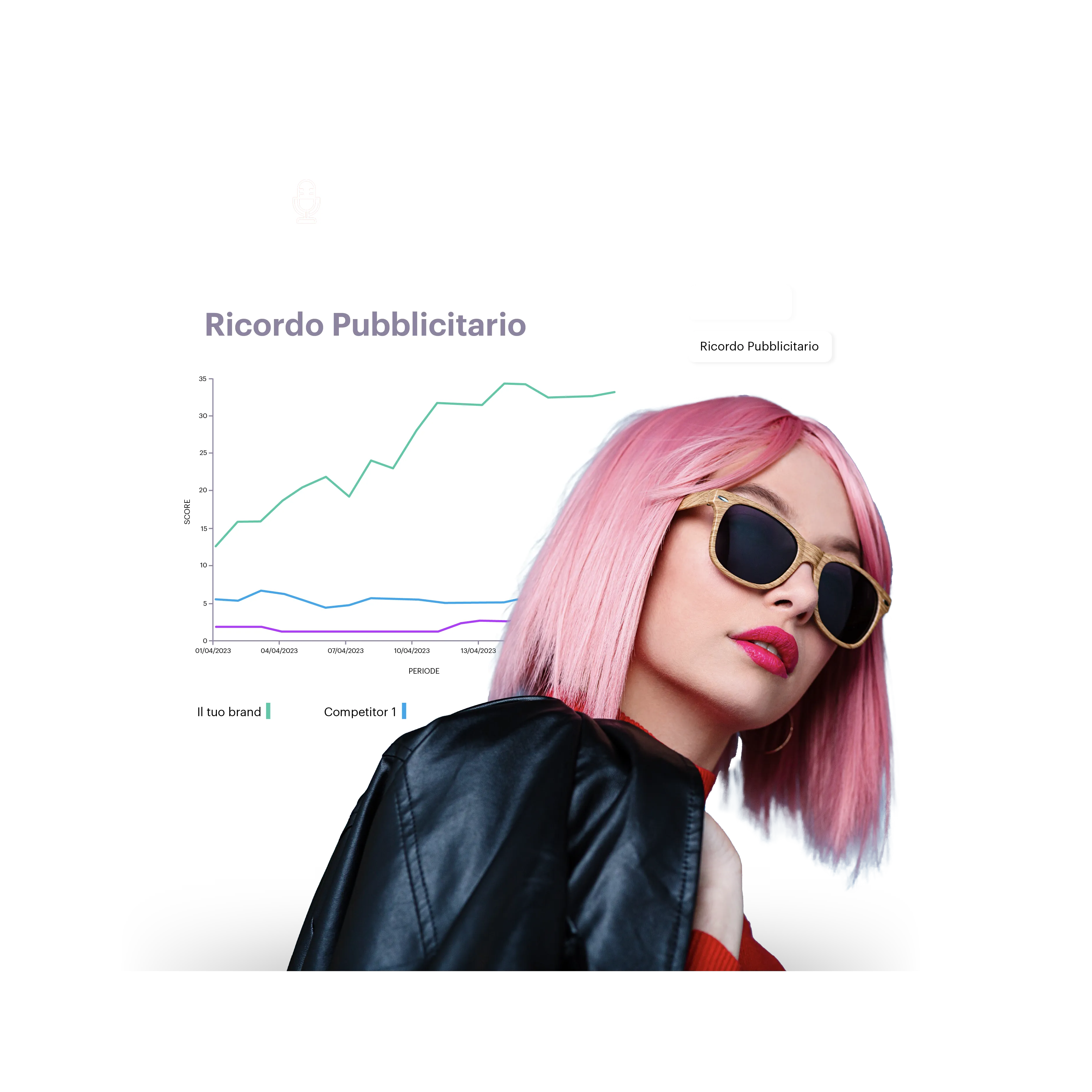 girl with pink hair and advertising metrics in the background